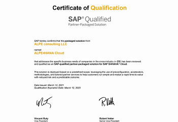 Решение “ALPE4HANA Cloud” официально сертифицировано SAP